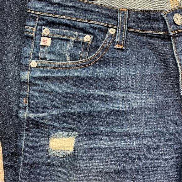 AG Jeans Stilt Cigarette Leg Distressed Dark Wash Cuffed Retro Low Rise SZ 8/29 - Picture 6 of 14
